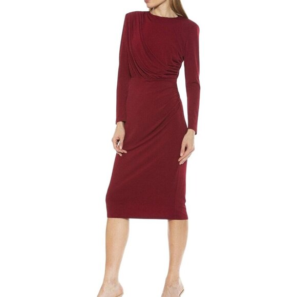 Alexia Admor NWT Nicolette Dress Midi Burgundy Size XL - Picture 1 of 9